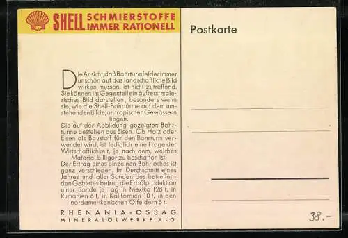 AK Shell, Rhenania-Ossag Mineralölwerke AG, Serie 1, Karte Nr. 3, Ein Bohrturmfeld an und auf dem Wasser