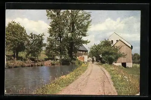 Künstler-AK Meissner & Buch (M&B) Nr. 1907: Ein Dorfteich im Sommer