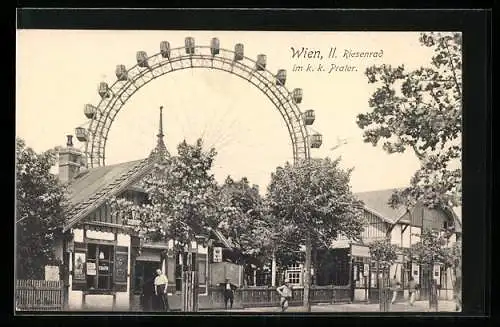 AK Wien, Wiener Prater, Blick zum Riesenrad