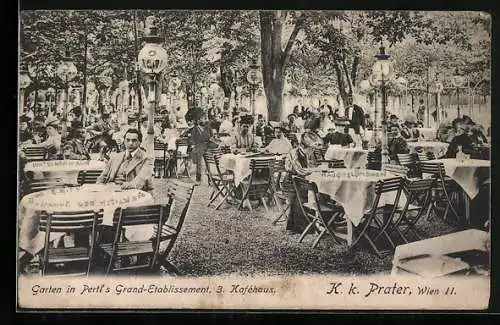 AK Wien II, Wiener Prater, Garten in Pertl`s Grand Etablissement