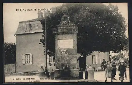 AK Rochechouart, Place de la Fontaine Marchedieu