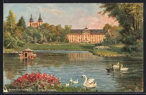 Künstler-AK Donaueschingen, Partie im Schlosspark