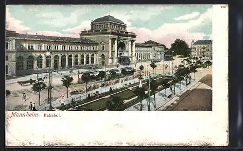 AK Mannheim, Bahnhof aus der Vogelschau