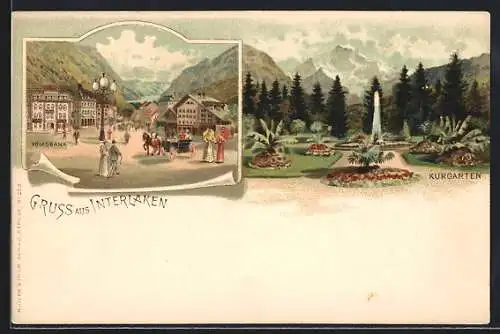 Lithographie Interlaken, Volksbank, Kurgarten