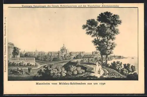 AK Mannheim, Stadt vom Mühlau-Schlösschen aus um 1790