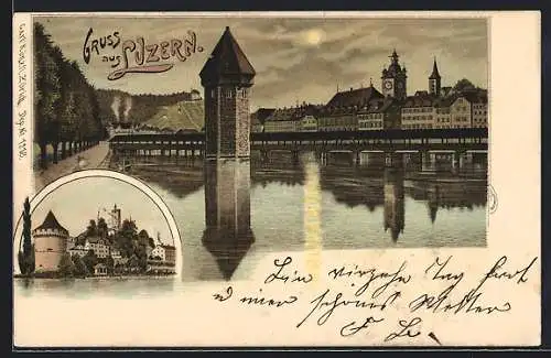 Lithographie Luzern, Kapellbrücke