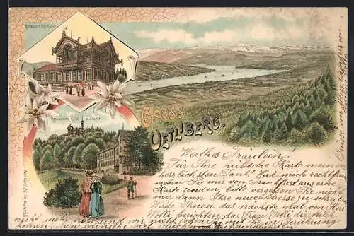 Lithographie Uetliberg, Restaurant Oto Kulm und Restaurants Kulm und Staffel