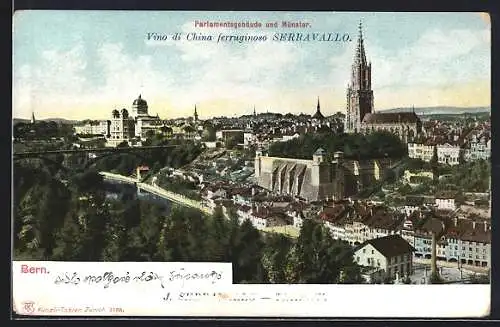 AK Bern, Parlamentsgebäude und Münster, um 1900