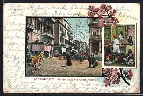 AK Alexandrie, Entree de la rue Cherif-Pacha