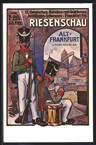 Künstler-AK Frankfurt, 17. Deutsches Bundes- und Goldenes Jubiläums-Schiessen 1912 der Hugo Haase AG