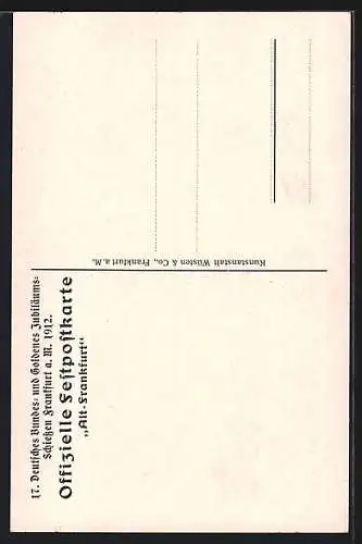 Künstler-AK Frankfurt, 17. Deutsches Bundes- und Goldenes Jubiläums-Schiessen 1912 der Hugo Haase AG