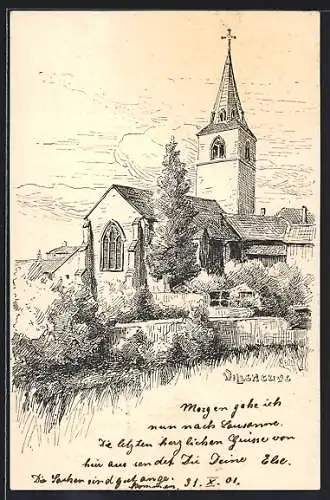 AK Villeneuve, L`Eglise, Ansicht der Kirche