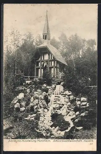 AK Mannheim, Kunst- und Gartenbauausstellung 1907, Schwarzwaldlandschaft, Kapelle