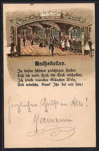 Lithographie München, Gäste im Rathskeller