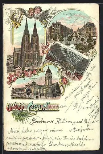 Lithographie Köln, Dom, Hohenstaufenring, Hauptbahnhof