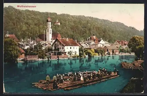 AK Wolfratshausen, Ortsansicht und geflösste Stämme