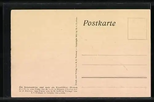 Künstler-AK Diefenbach: Göttliche Jugend I., Blatt 1, Mann kniet auf einer Blume, Schattenbild