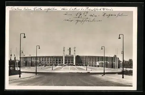 AK Berlin, Reichssportfeld, Stadion mit olympischen Ringen