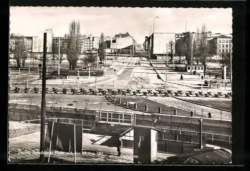 AK Berlin, Blick vom Potsdamer Platz in die Leipziger Strasse, Grenze