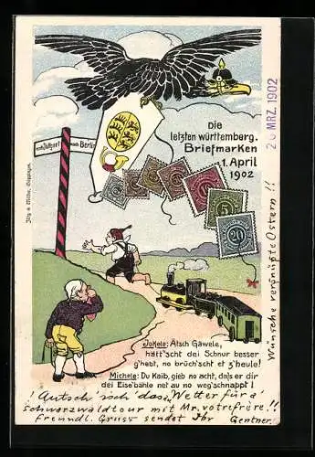 AK Die letzten württembergischen Briefmarken