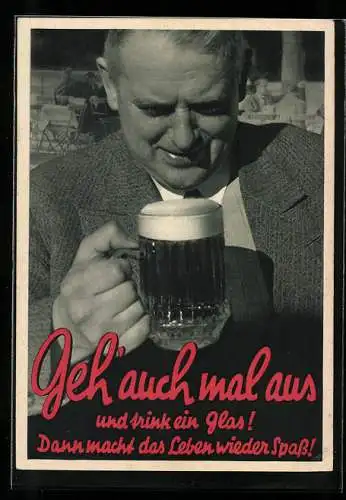 AK Schleswig, Gasthaus Zur stumpfen Ecke, Lollfuss 59, Mann mit Bierkrug, Brauerei-Werbung