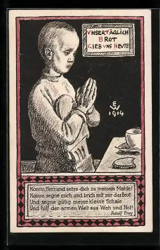 Künstler-AK Zürich, Kriegsnotunterstützung der Stadt, Unser täglich Brot...