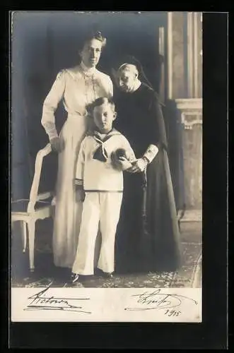 AK Grossherzogsfamilie von Baden, Victoria und Luise, 1915