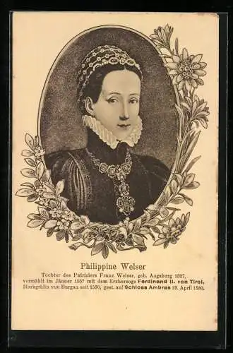 Künstler-AK Philippine Welder, 1557 vermählt mit Ferdinand II. von Tirol