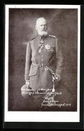 AK Prinz Leopold von Bayern, Portraitfoto in Uniform mit Säbel