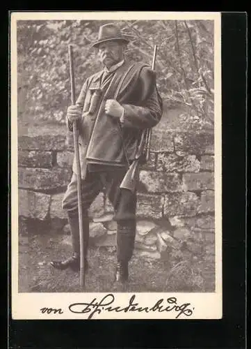AK Paul von Hindenburg mit Jagdgewehr Herbst 1923