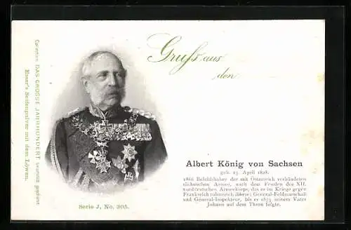 AK Albert König von Sachsen in Uniform