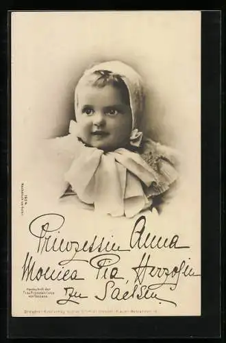 AK Prinzessin Anna Monica Pia, Herzogin von Sachsen als Baby