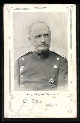 AK Sachsen, Portrait von Georg dem König von Sachsen mit dem Eisernen Kreuz