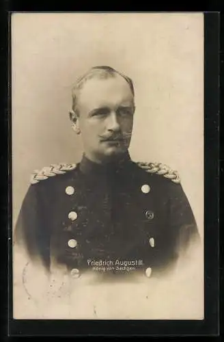 AK König Friedrich August III. von Sachsen in Uniform