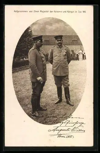 AK Kaiser Wilhelm II. in Uniform mit Orden und Paul von Hindenburg in Uniform