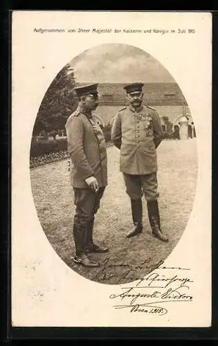 AK Kaiser Wilhelm II. in Uniform mit Orden und Paul von Hindenburg in Uniform