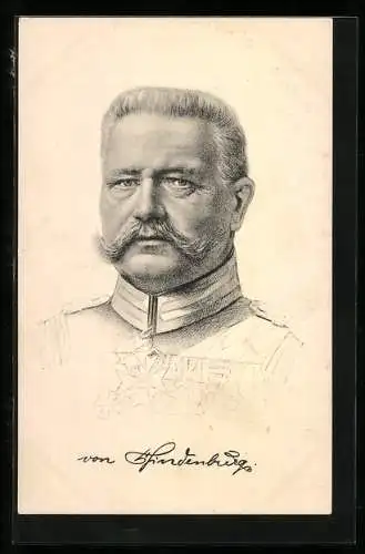 AK Portrait Paul von Hindenburg in Uniform