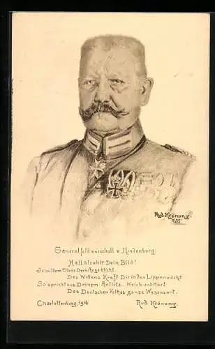 AK Paul von Hindenburg gezeichnet mit Gedicht