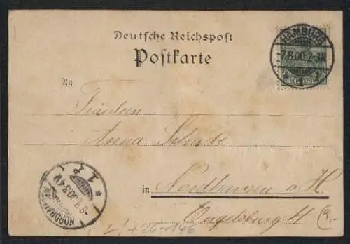 Glitzer-Perl-AK Hamburg, Kornhausbrücke mit Glitzer-Perlen über dem Zollcanal