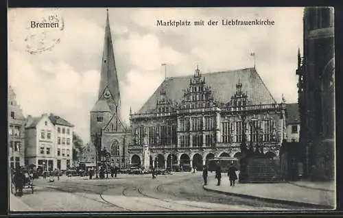 AK Bremen, Marktplatz mit der Liebfrauenkirche