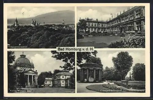 AK Bad Homburg v. d. H., Kurhaus, Kaiser-Wilhelm-Bad, Elisabethenbrunnen