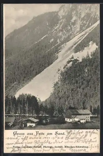 AK Fritz am Sand, Ortspartie am Fusse vom Berg