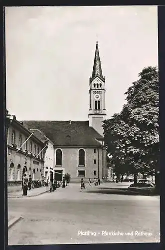 AK Plattling, Pfarrkirche und Rathaus