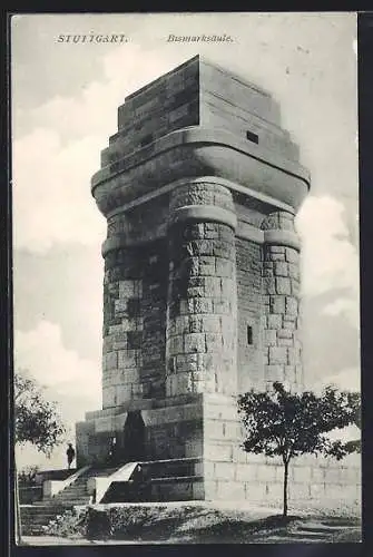 AK Stuttgart, Blick auf die Bismarcksäule