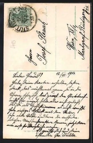 AK Stuttgart, Rathaus mit Litfasssäule