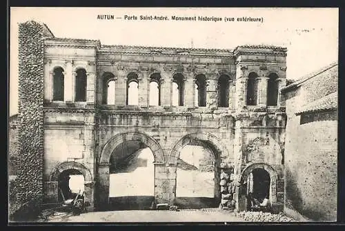 AK Autun, Porte Saint-André, Monument historique, vue extérieure