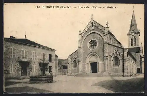 AK Cuiseaux, Place de l`Église et Mairie