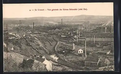 AK Le Creusot, Vue générale des Usines Schneider, côté Est