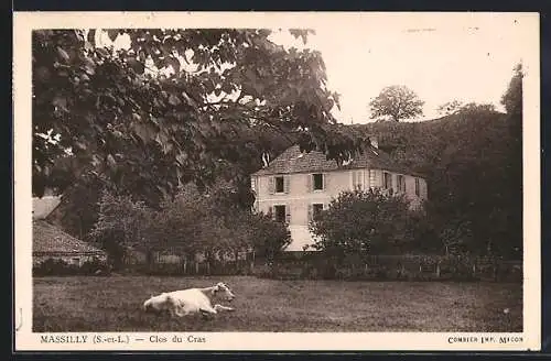 AK Massilly, Clos du Cras et vache dans le pré