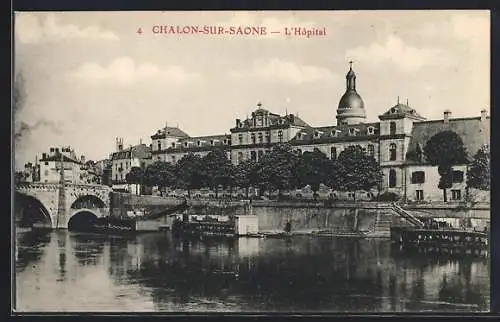 AK Chalon-sur-Saône, L`Hôpital et le pont sur la Saône